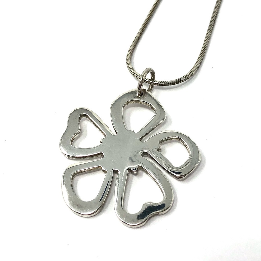 Hibiscus flower openwork sterling silver 925 pendant necklace and 20” 925 chain